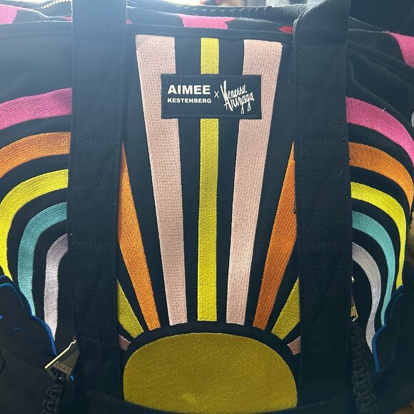 Aimee Kestenberg x Venessa Arizaga Black Embroidered Canvas Tote SOLD OUT ONLINE - Picture 2 of 11